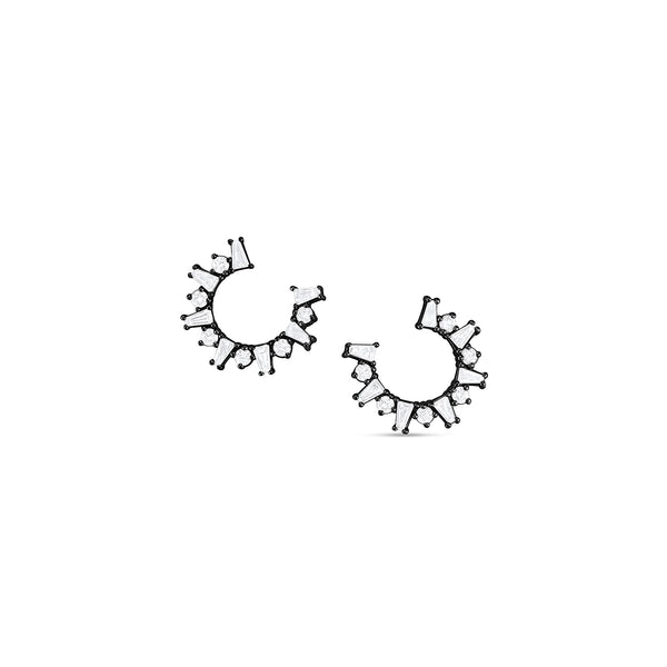 diamond baguettes open circle post earring, in black gold <span class='visuallyhidden'>Call, text 323-404-2959 for shopping help.</span>